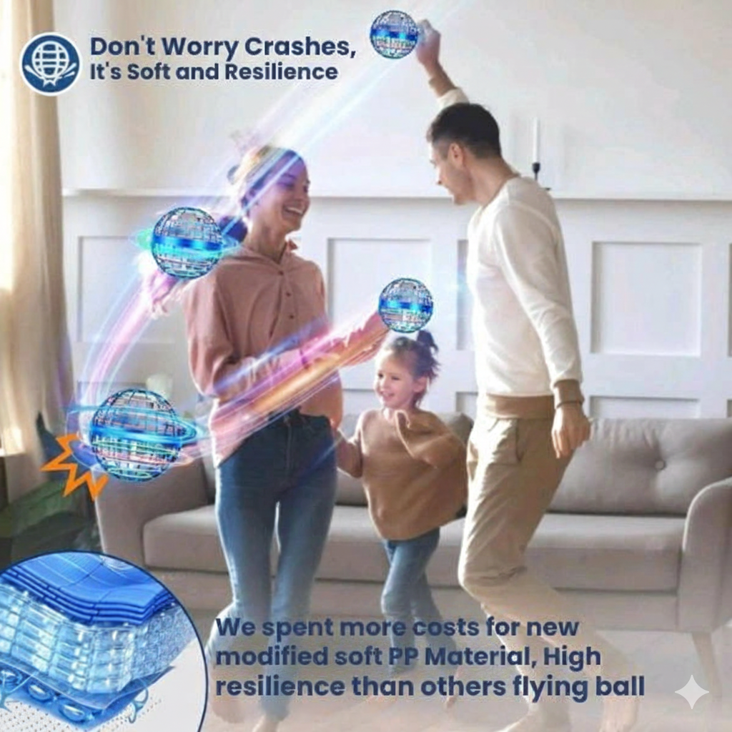 MagicFloater Gesture Controlled Flying Ball | 360° Hover Drone Toy with LED Lights | USB Rechargeable